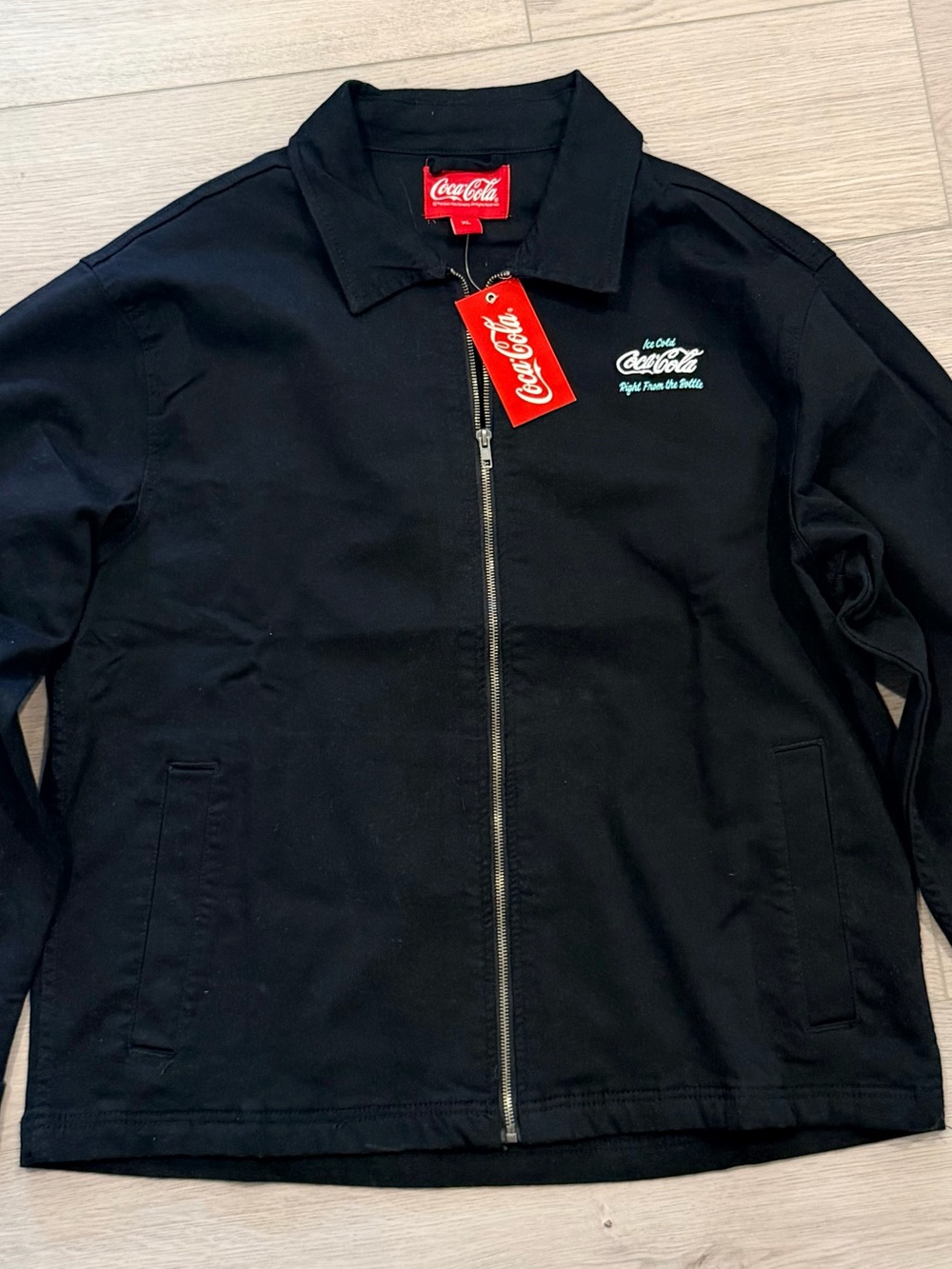 NWT Coca-Cola Men's XL Black Ice Cold Right From The Bottle Mechanic Jacket